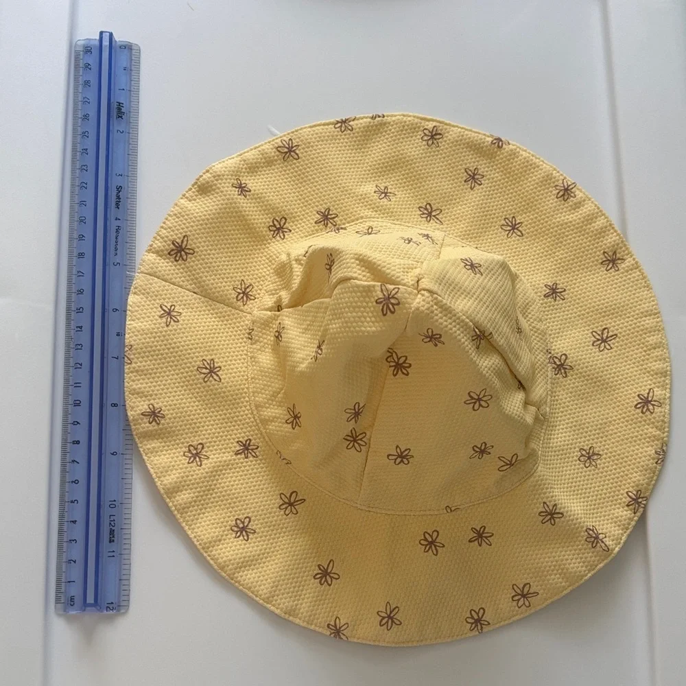 Quincy Mae Yellow Floral Kids Swim One Piece and Hat - Picture 6 of 6